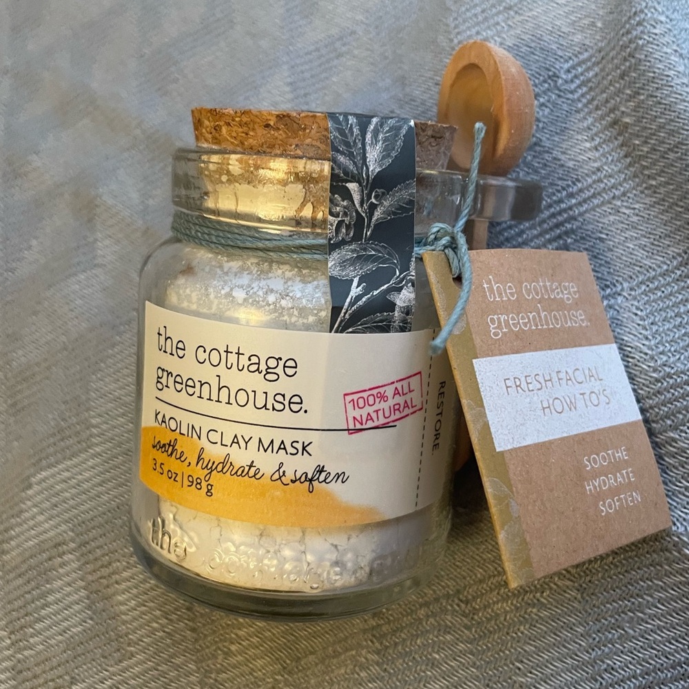 Facial Mask: The Cottage Greenhouse Kaolin Clay Mask, new in jar, w/scoop